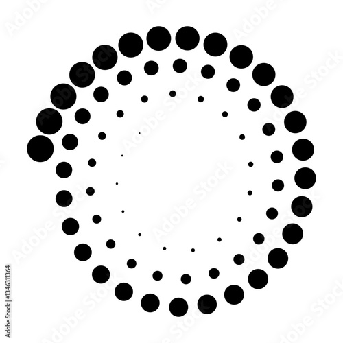 Obraz na płótnie Halftone dotted speed lines circle. Geometric art in circle form. Round swirl movement symbol. Halftone circular dotted frame. Vector design elements w salonie