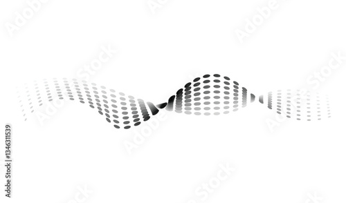 Obraz na płótnie Dotted halftone waves. Flowing wavy lines pattern. Abstract liquid shapes, wave effect dotted gradient texture. Curve textures with halftone circular point isolated on white background w salonie