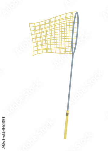 Obraz na płótnie Fish net icon, isolated fishnet and fish scoop. Mesh tool used for catching. Device for safely transferring fish from one container to another or water. Vector cartoon illustration w salonie