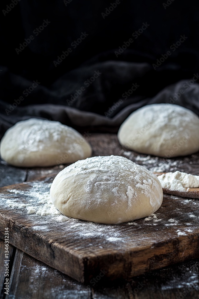 Dough resting on a table against a dark background Dough resting on a table against a dark background