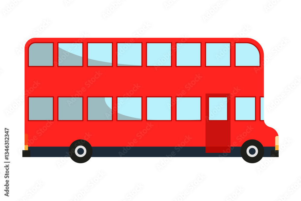 Great Britain tourist attraction, red double decker bus. Welcome to England or world famous UK symbol. London sight which attract tourists. Vector cartoon illustration