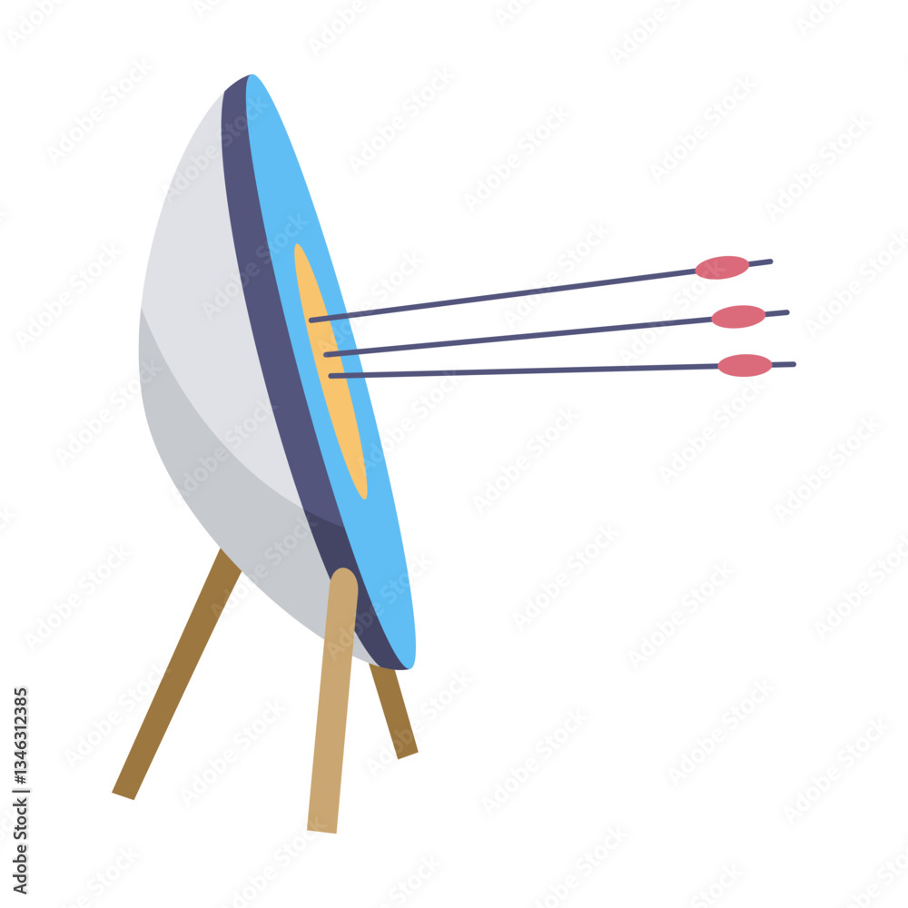 Archery practice or training. Successfully hitting the target. Vector artwork depict success, achievement or accomplishment