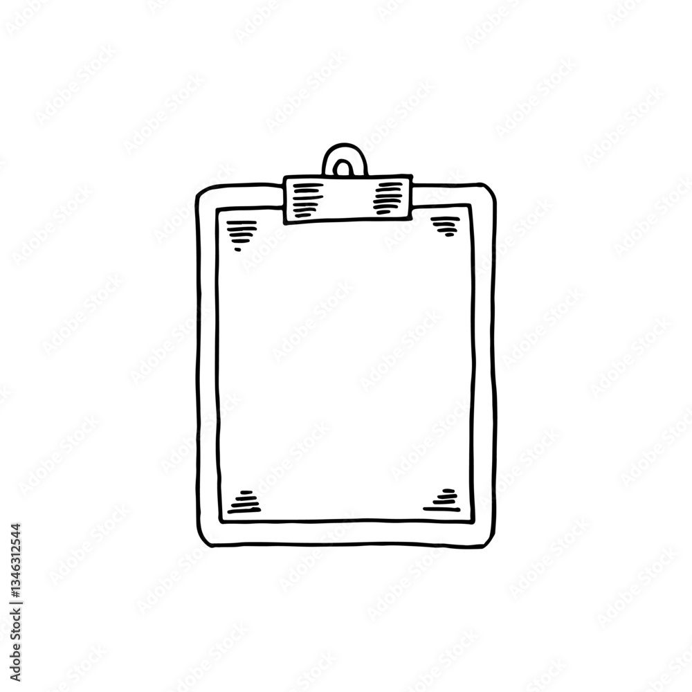 Hand-drawn doodle cartoon of a blank clipboard vector icon business element. Hand-drawn doodle cartoon of a blank clipboard vector icon business element.