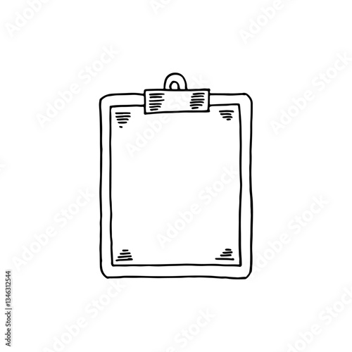 Hand-drawn doodle cartoon of a blank clipboard vector icon business element.