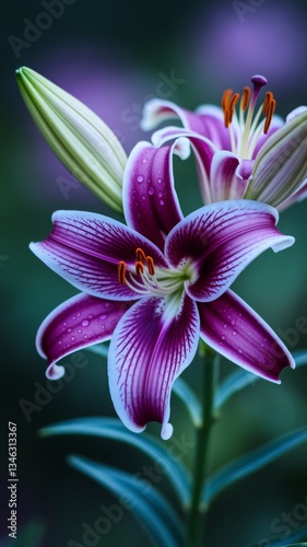 Exotic floral macro, rich colors and dreamy blurred background
