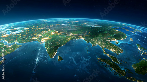 Night View Of Asia On Earth Globe
