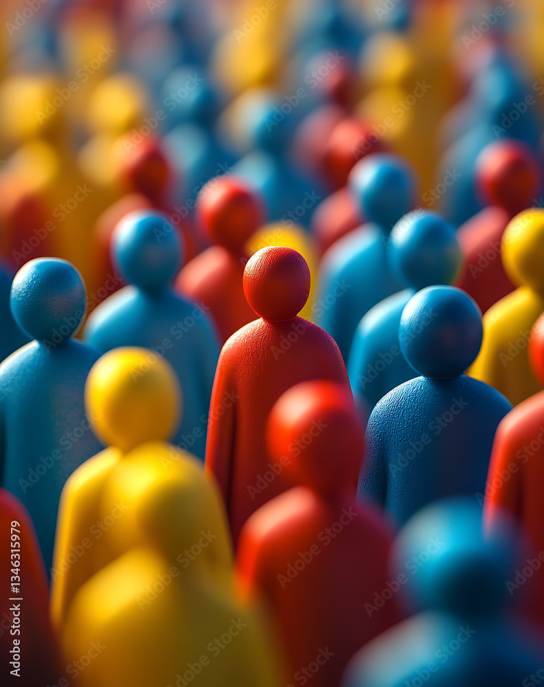group of people are standing together, showcasing unity and collaboration. Each figure is vibrant, suggesting diversity and strong sense of community group of people are standing together, showcasing unity and collaboration. Each figure is vibrant, suggesting diversity and strong sense of community