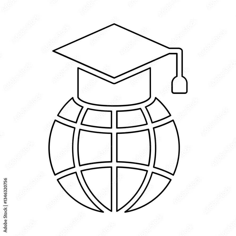 Study abroad icon in line style Study abroad icon in line style