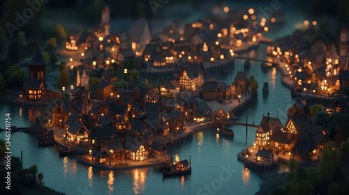 Wallpaper Mural Enchanting Medieval Harbor Town Torontodigital.ca