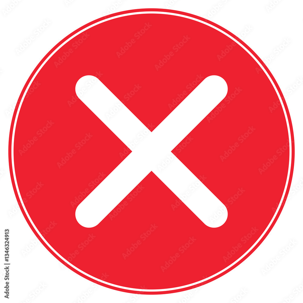 Red Cross Icon – Symbol of Error and Rejection Red Cross Icon – Symbol of Error and Rejection
