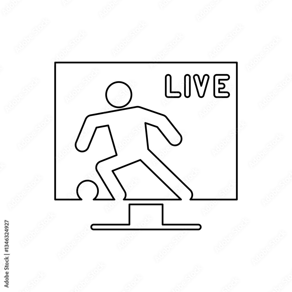 Watching sport on TV icon in line style Watching sport on TV icon in line style