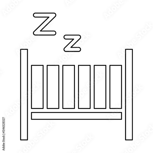 Baby crib icon in line style