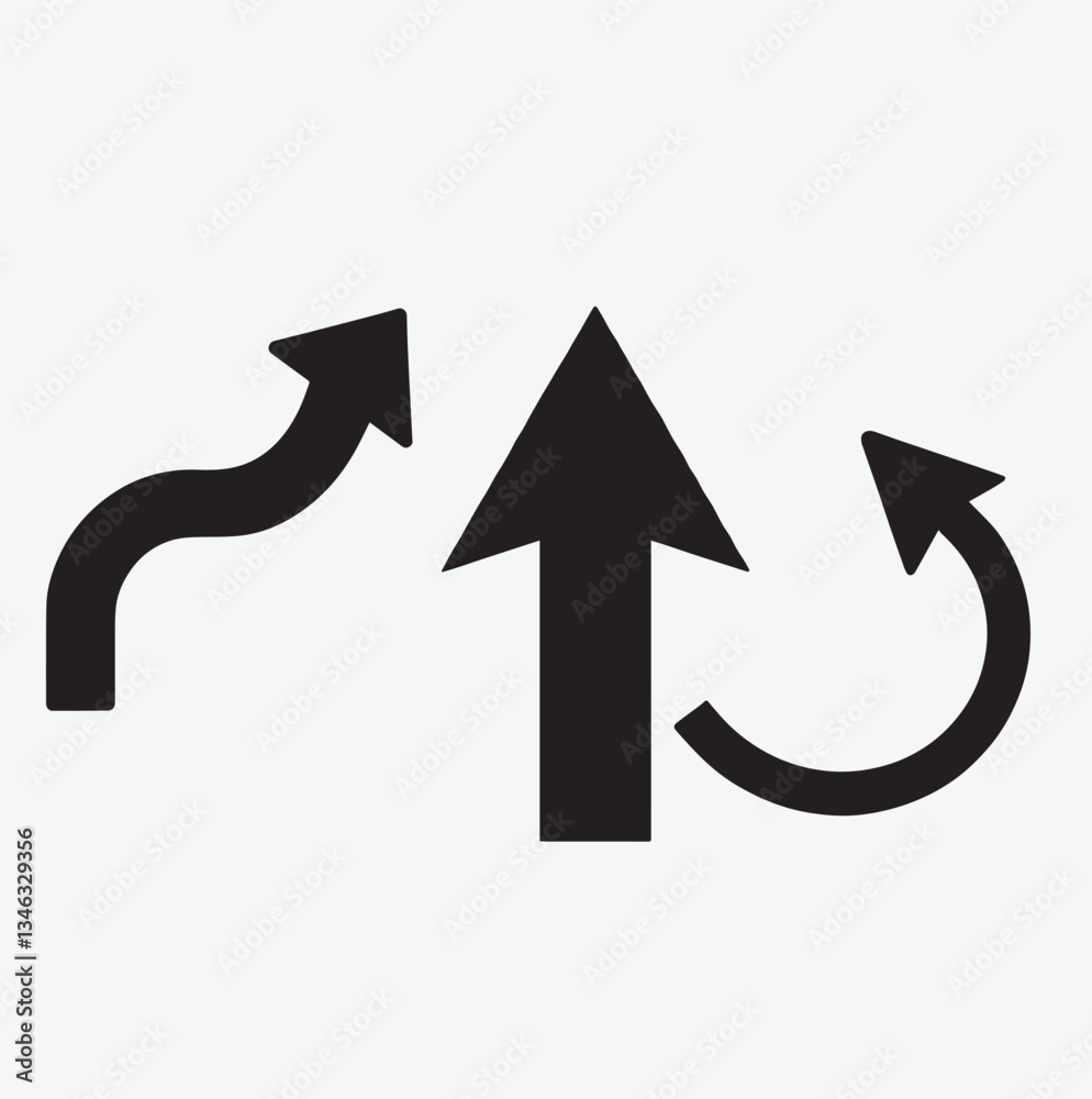 Black symbol arrows curved flat icon set vector Black symbol arrows curved flat icon set vector