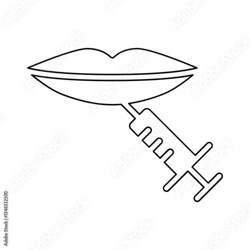 Botox lips icon in line style