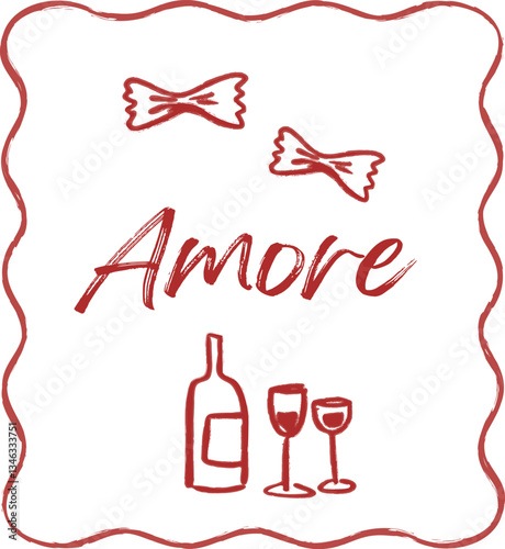 Pasta lover cute doodle vino wine wavy slogan trendy wine vino red glass cocktail bow ribbons cute checker modern trending Tee t-shirt logo slogan graphic artwork typography tote badge emblem sketch
