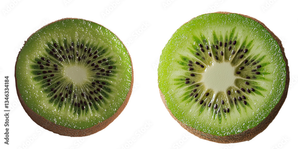 Fototapeta premium The image of a kiwi fruit slice isolated on a transparent background was generated using Generative Ai