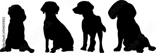 beagle dog black silhouette vector