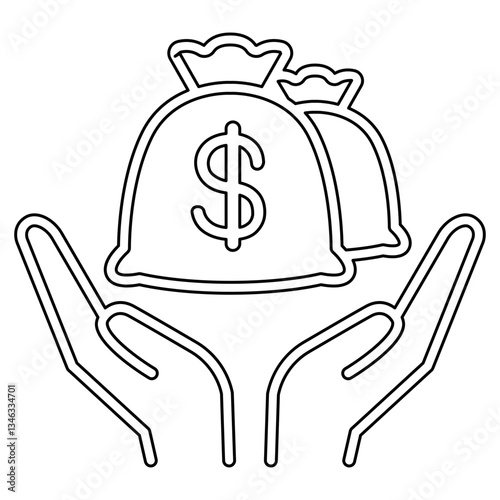 Donate money icon in line style