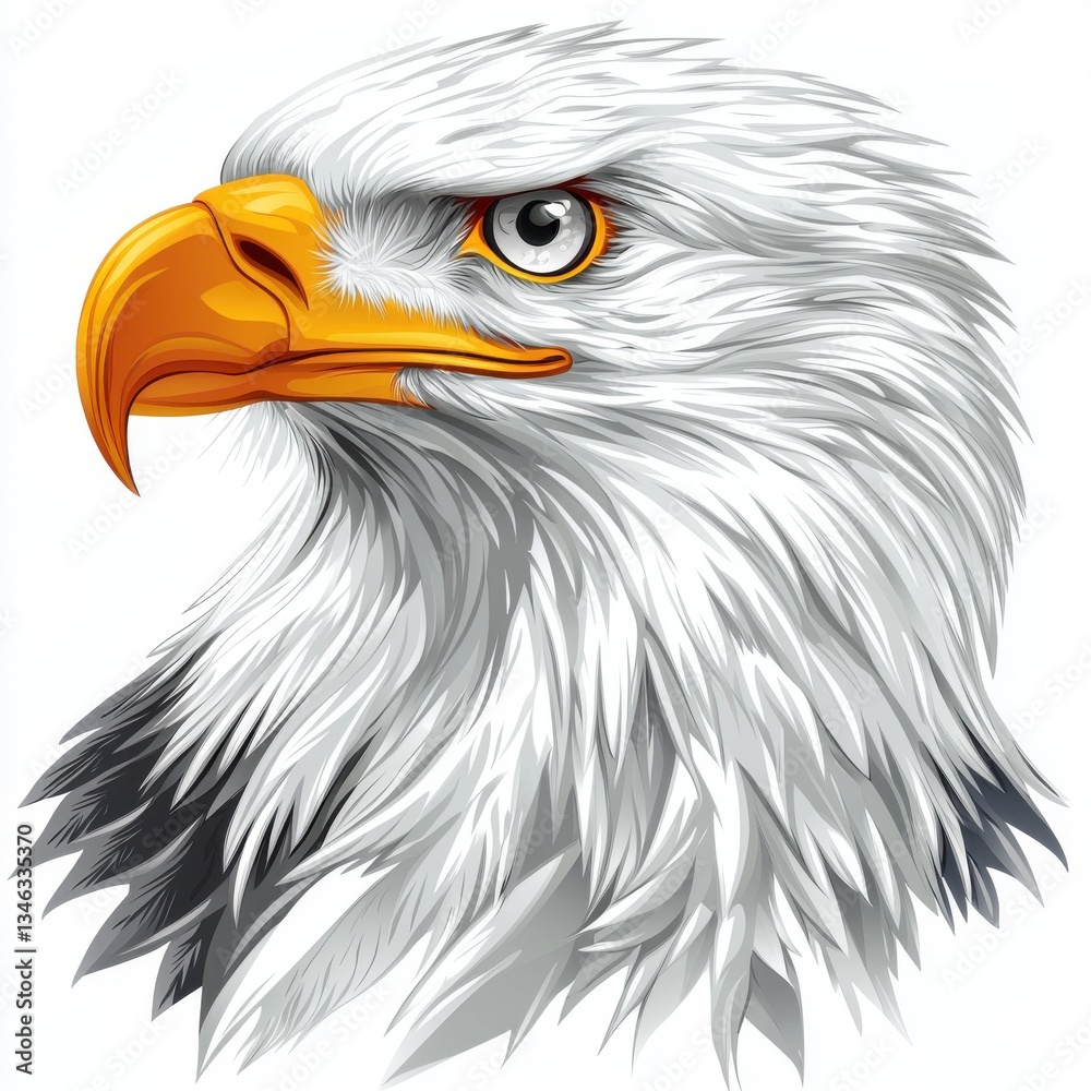 Fototapeta premium Majestic Eagle Portrait with Striking Eyes and Sharp Beak Against a Clear Background