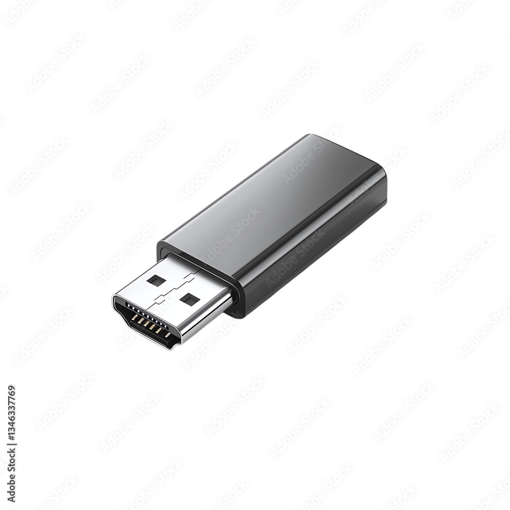 A Sleek, Minimalist Usb-c To Hdmi Adapter, Designed For Seamless Connectivity And Effortless High-definition Viewing, Showcasing A Sophisticated Dark Grey Metallic Finish Isolated on Transparent Backg A Sleek, Minimalist Usb-c To Hdmi Adapter, Designed For Seamless Connectivity And Effortless High-definition Viewing, Showcasing A Sophisticated Dark Grey Metallic Finish Isolated on Transparent Backg
