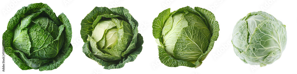 Fototapeta premium On a clear background, a solitary cabbage is displayed, the result of Generative Ai image creation