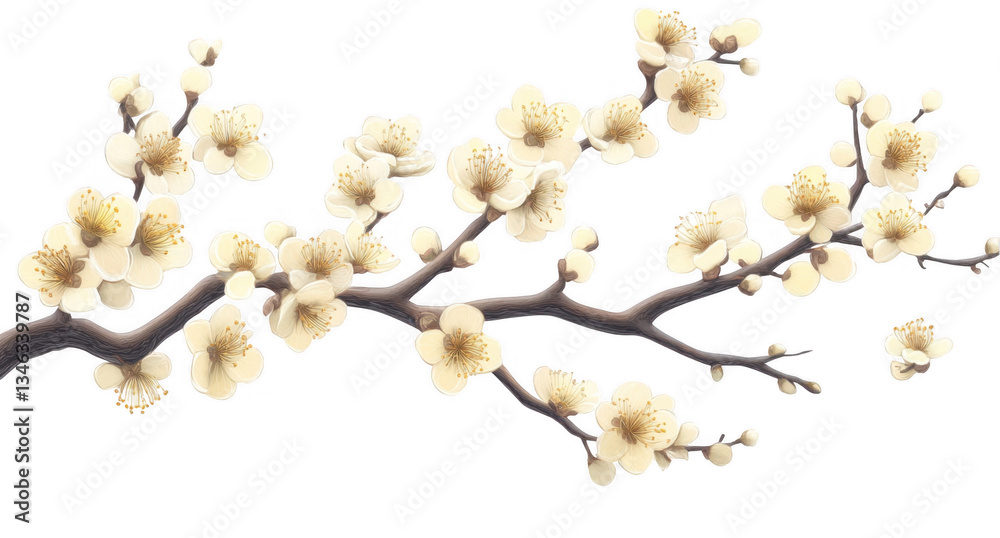 Elegant Creamy White Blossom Branch Elegant Creamy White Blossom Branch