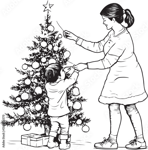 Mom and Child Coloring Pages