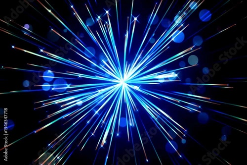 Radiant Starburst of Blue Light Rays - Stunning Abstract Animation for Digital Art and Creative Projects