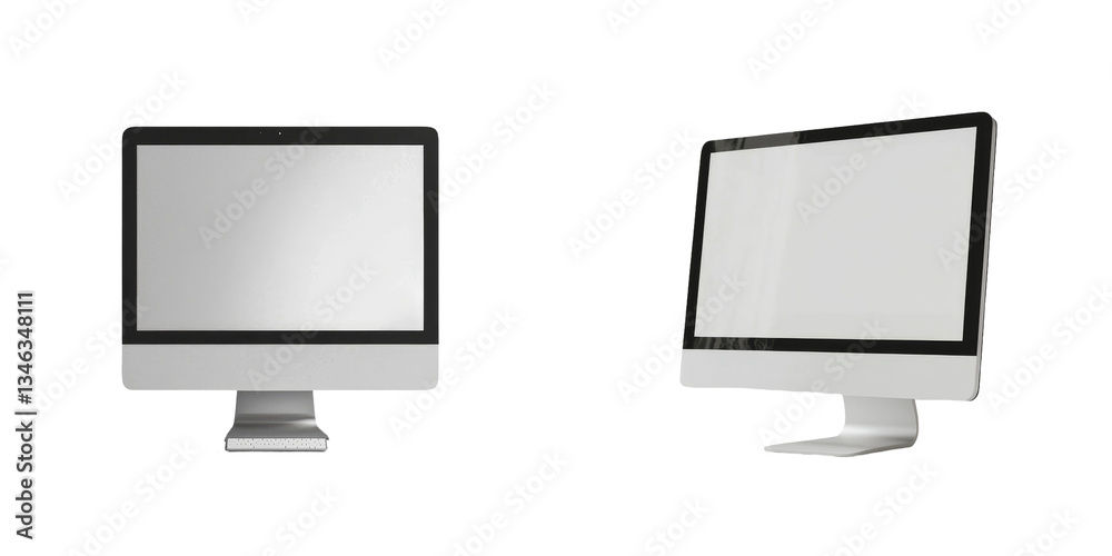 A blank computer display isolated on a transparent background was generated using Generative Ai technology A blank computer display isolated on a transparent background was generated using Generative Ai technology
