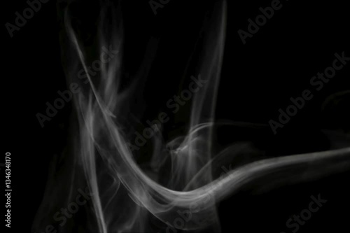 White Smoke in Slow Motion on Black Background - Abstract Fog Overlay for Atmospheric Video Effects