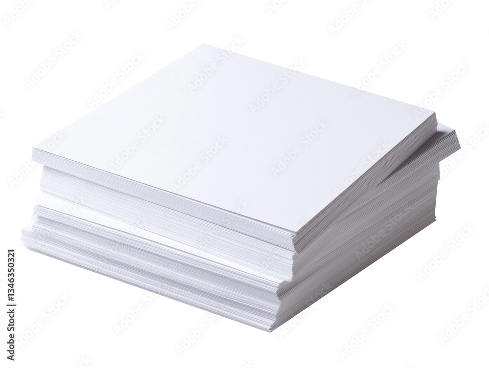 Stack of blank white paper on a clean surface in a bright workspace on a transparent background, cut out Stack of blank white paper on a clean surface in a bright workspace on a transparent background, cut out