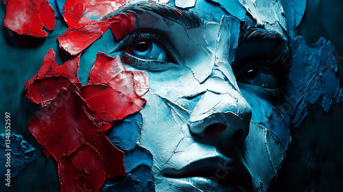 Colored surrealistic portrait on a dark background