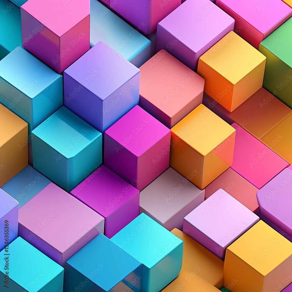 Obraz premium Abstract 3d Shapes View Detail Geometric Vibrant Colorful