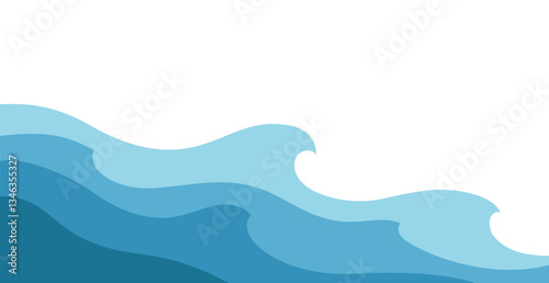 Abstract blue waves illustration on white background. Vector pattern. Art line ornament. Water Wave Logo abstract design.