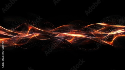 Abstract Orange Waves Digital Art