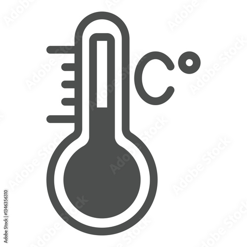 Celsius thermometer solid icon, spring season concept. Vector graphics. Temperature measurement tool sign on white background, glyph style icon for mobile or web design.