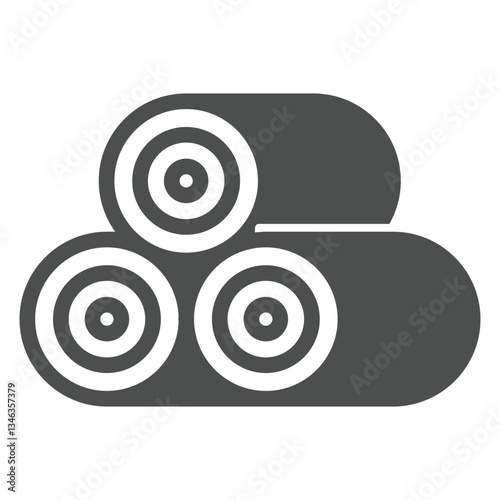 Rolls of hay solid icon, wheat production concept. Vector graphics. Three rolls of wheat plant sign on white background, glyph style icon for mobile or web design.