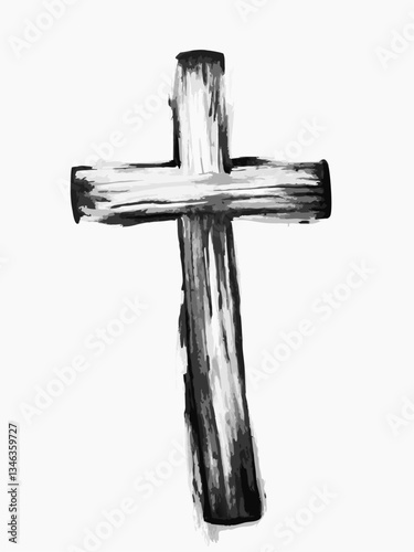 Black and white cross painting in abstract style  