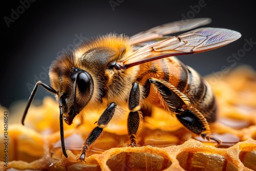 Wallpaper Mural A bee is standing on a honeycomb Torontodigital.ca