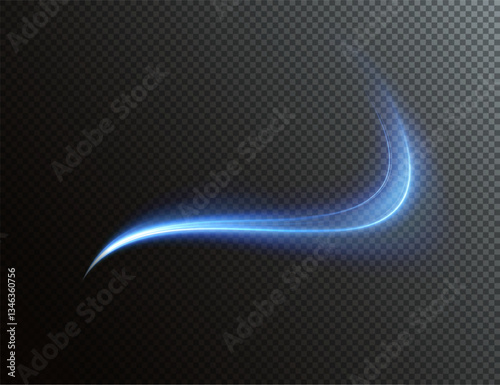 Futuristic wavy neon trail with blurred motion lines and glowing energy effects. Abstract highway light stripes in red and blue, perfect for speed, technology, or modern vector design backgrounds