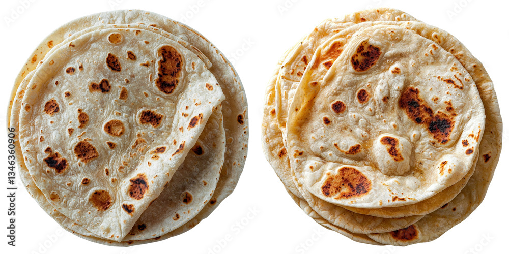 Fototapeta premium An image of tortilla wrap bread isolated on a transparent background was generated by Ai