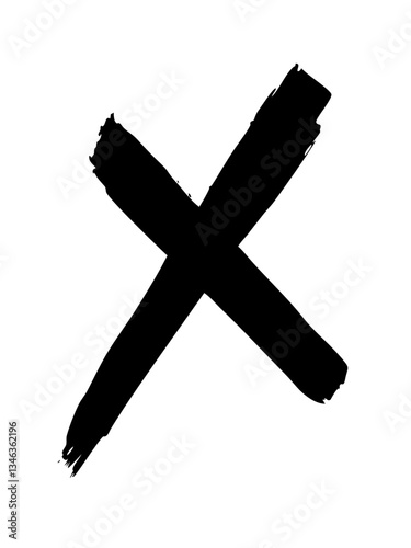 Brushstroke cross mark vector icon for creative designs and graphic art