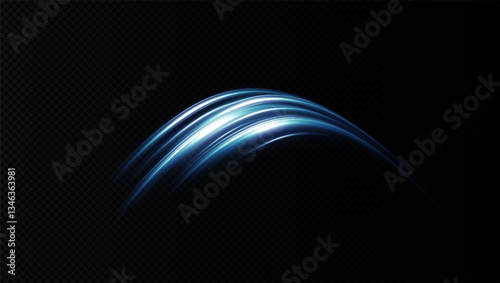 Modern abstract vector background with glowing neon lines, sparkles, and flare effects. Blue and black stylish design with shimmer, glistering light, and energy motion trail for dynamic banners