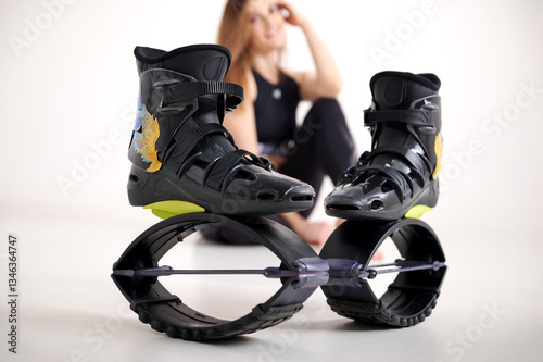 Картината върху платно Kangoo Jumps rebound boots for cardio and fitness training, isolated on white ba