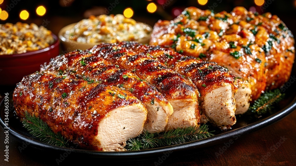 Roasted Turkey Breast with Festive Garnishes for a Delicious Holiday Feast Roasted Turkey Breast with Festive Garnishes for a Delicious Holiday Feast