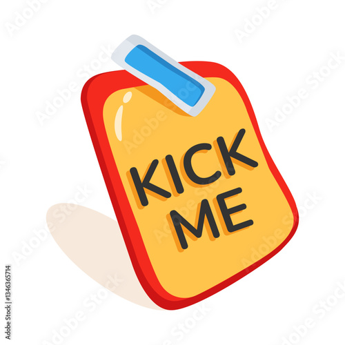 Easy to edit 3d style icon of kick me sticky note prank