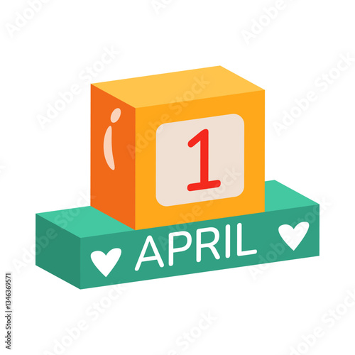 Easy to edit 3d style icon showing 1st april date