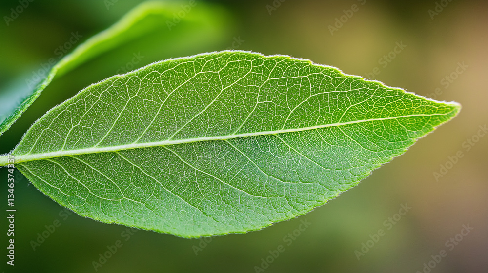 Close-Up of a Green Leaf with Visible Veins. Close-Up of a Green Leaf with Visible Veins.