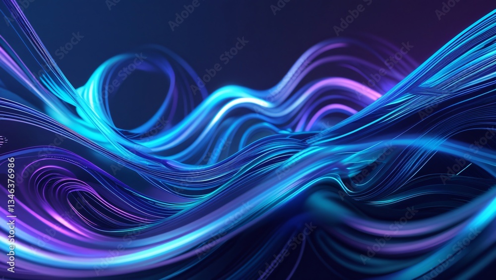 Naklejka premium Abstract Blue Waves and Colorful Motion