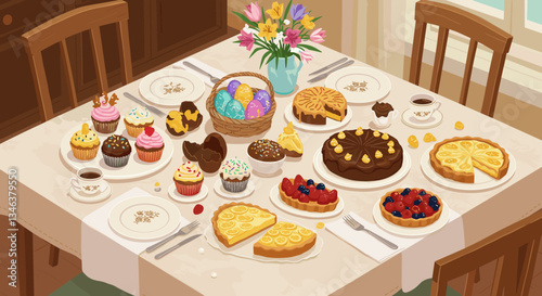 easter feast table arrange party